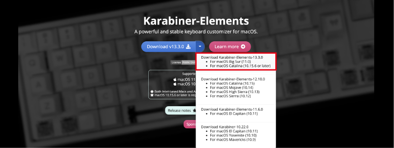 Karabiner-Elementsの設定画面